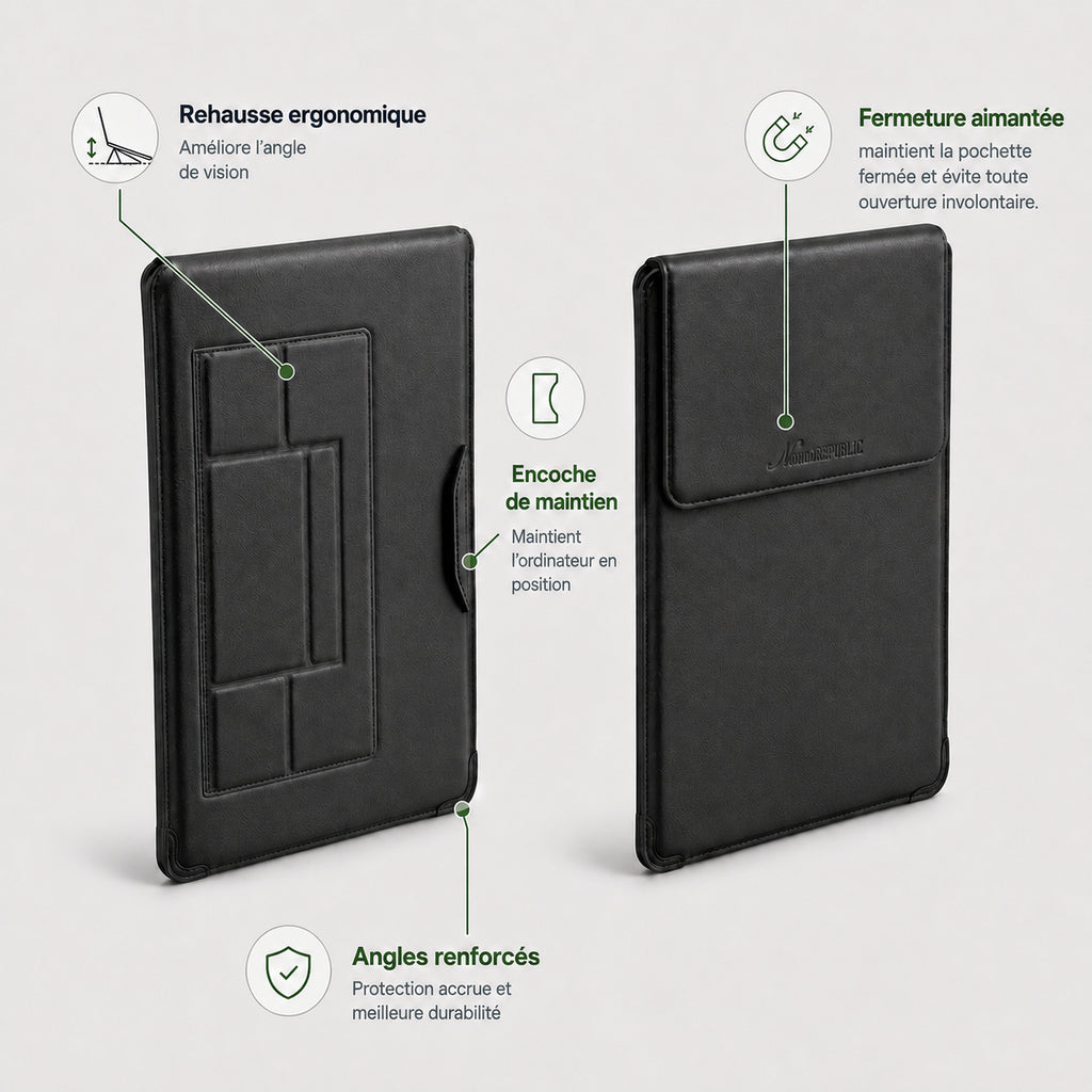Housse & Setup Ergonomique 3-en-1 pour MacBook et PC