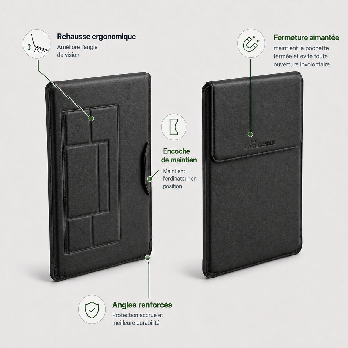 Housse & Setup Ergonomique 3-en-1 pour MacBook et PC